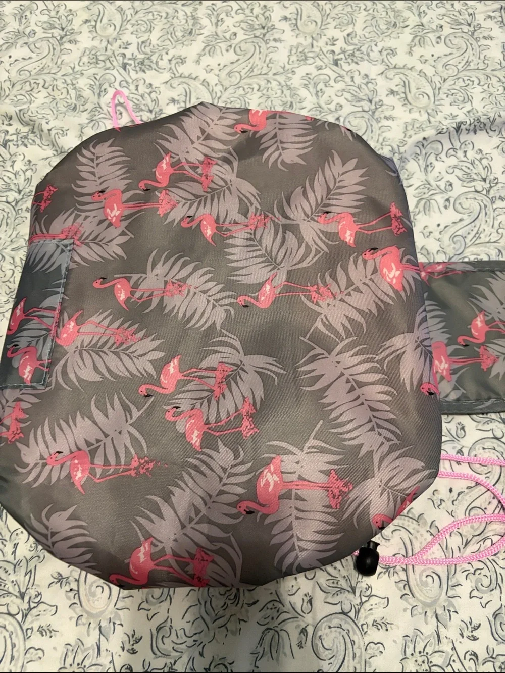Pink & Gray Drawstring Makeup Bag